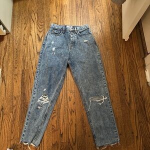 Distressed Blue Denim Jeans